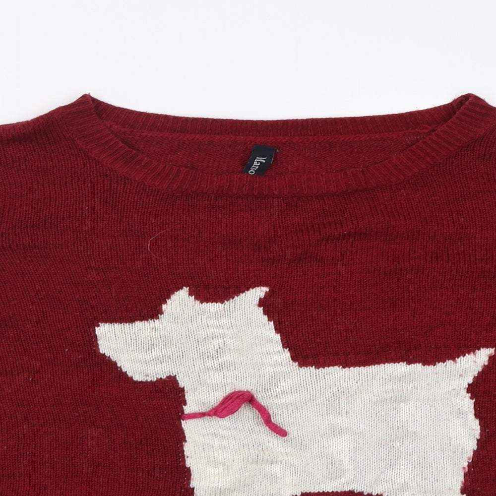 marisota Womens Red Crew Neck  Acrylic Pullover Jumper Size 16