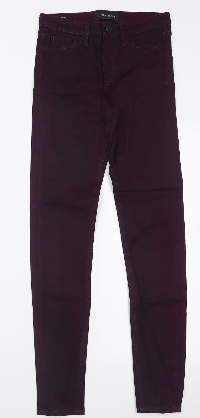 River Island Womens Purple  Viscose Skinny Jeans Size 8 L29 in Regular Button