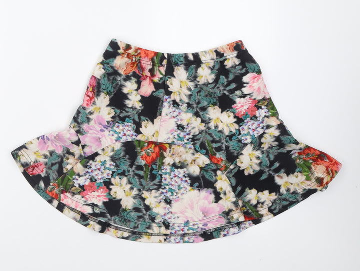 Warehouse Womens Multicoloured Floral Polyester Flare Skirt Size 12