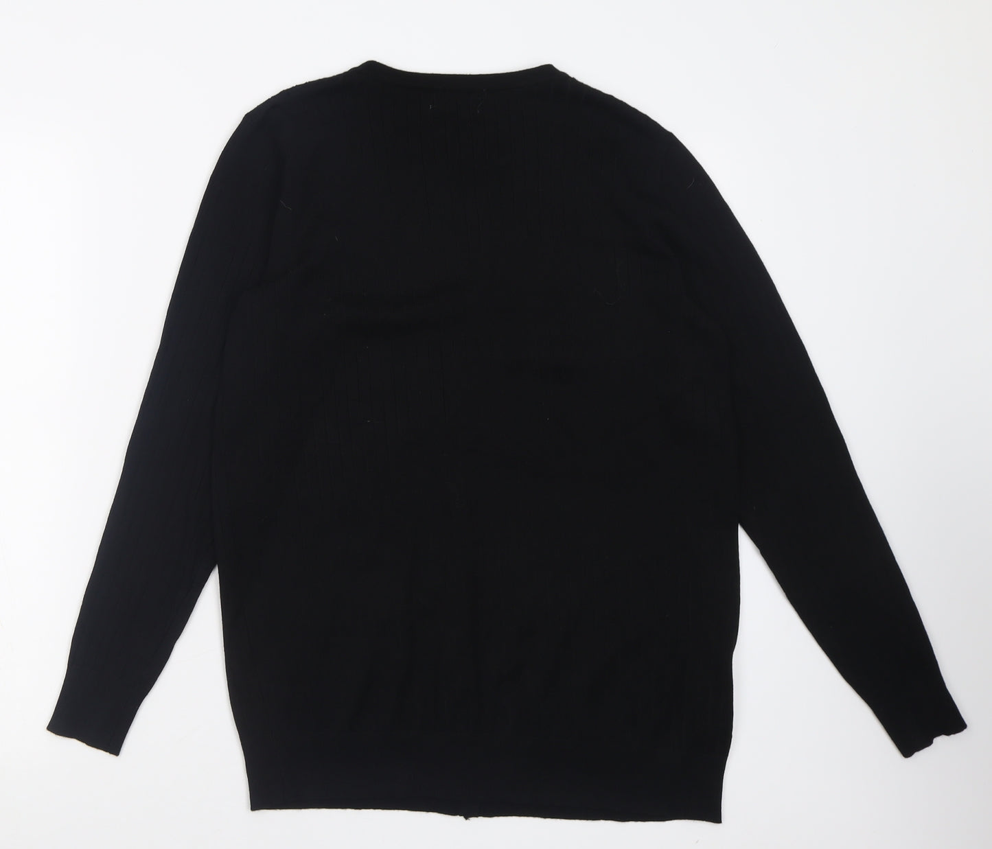 Papaya Womens Black V-Neck  Viscose Cardigan Jumper Size 8
