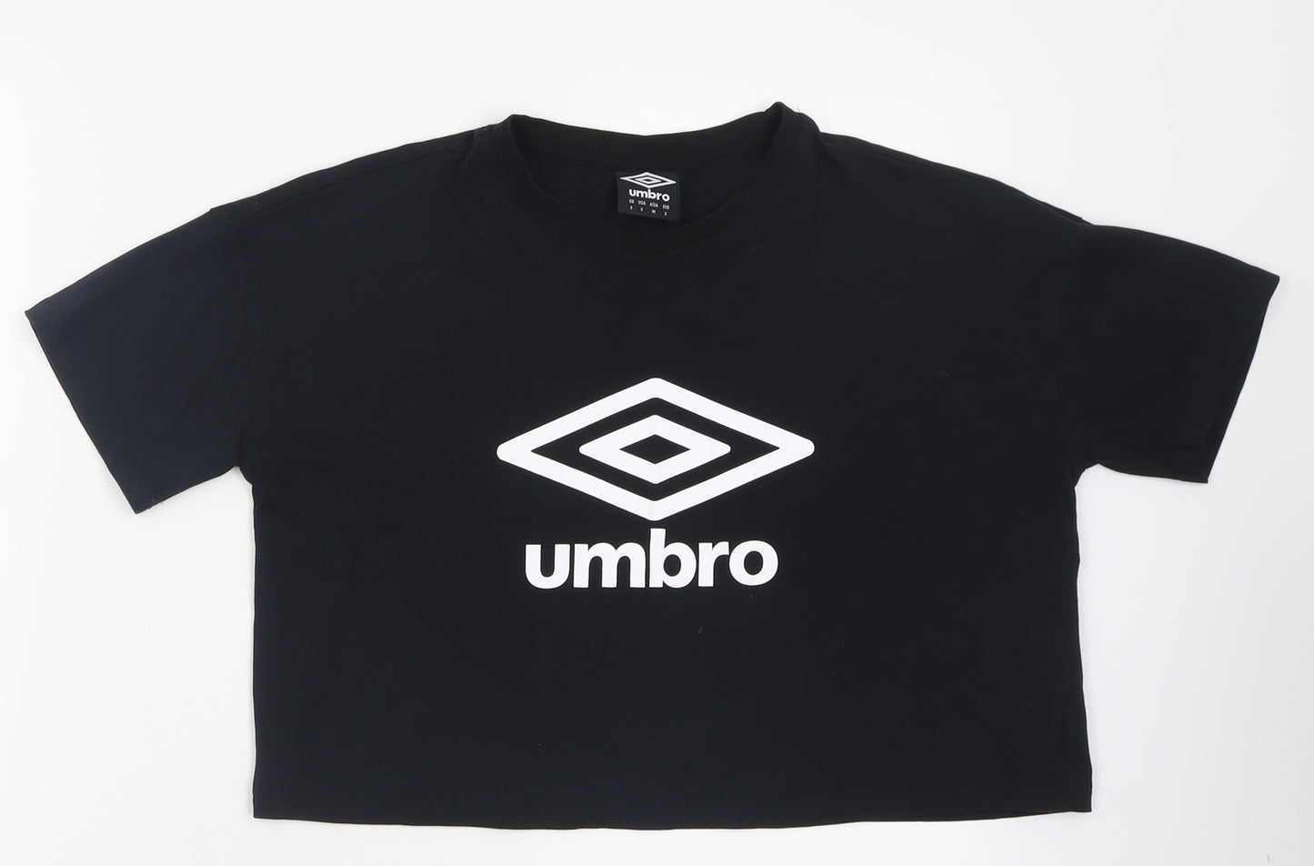 Umbro Womens Black  Cotton Cropped T-Shirt Size S Crew Neck