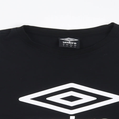 Umbro Womens Black  Cotton Cropped T-Shirt Size S Crew Neck