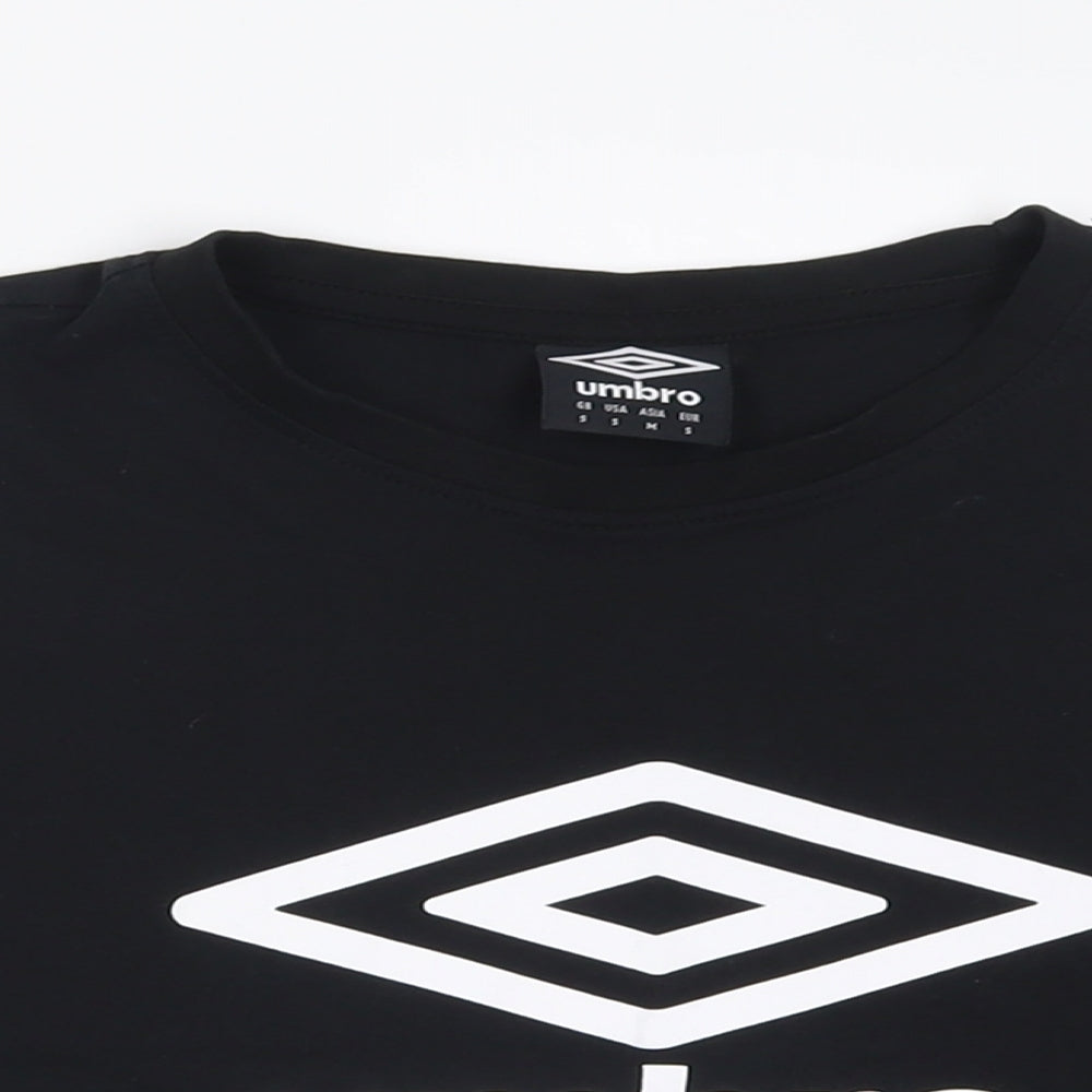 Umbro Womens Black  Cotton Cropped T-Shirt Size S Crew Neck