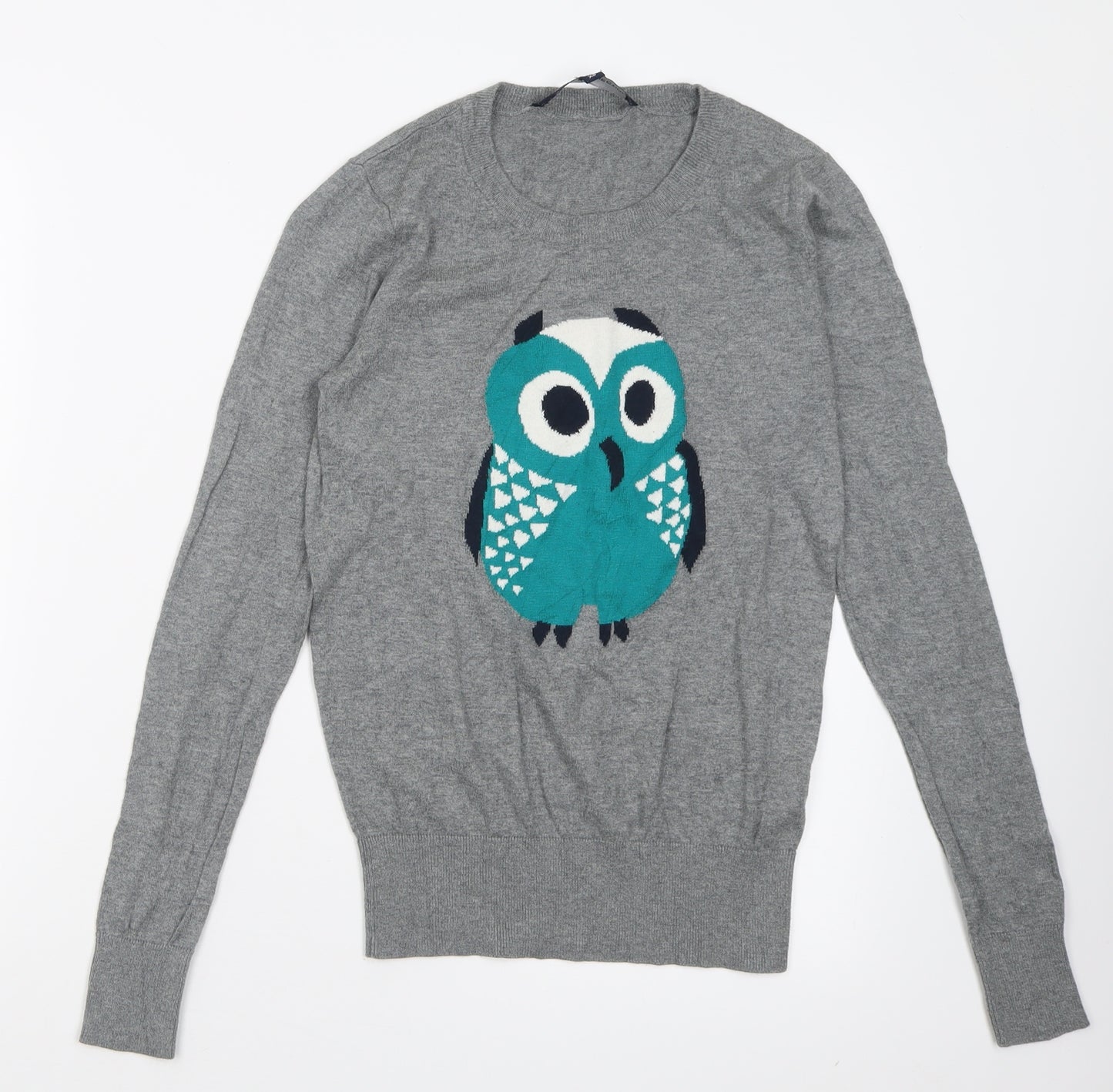 French Connection Womens Grey Crew Neck  Cotton Pullover Jumper Size XS   - Owl