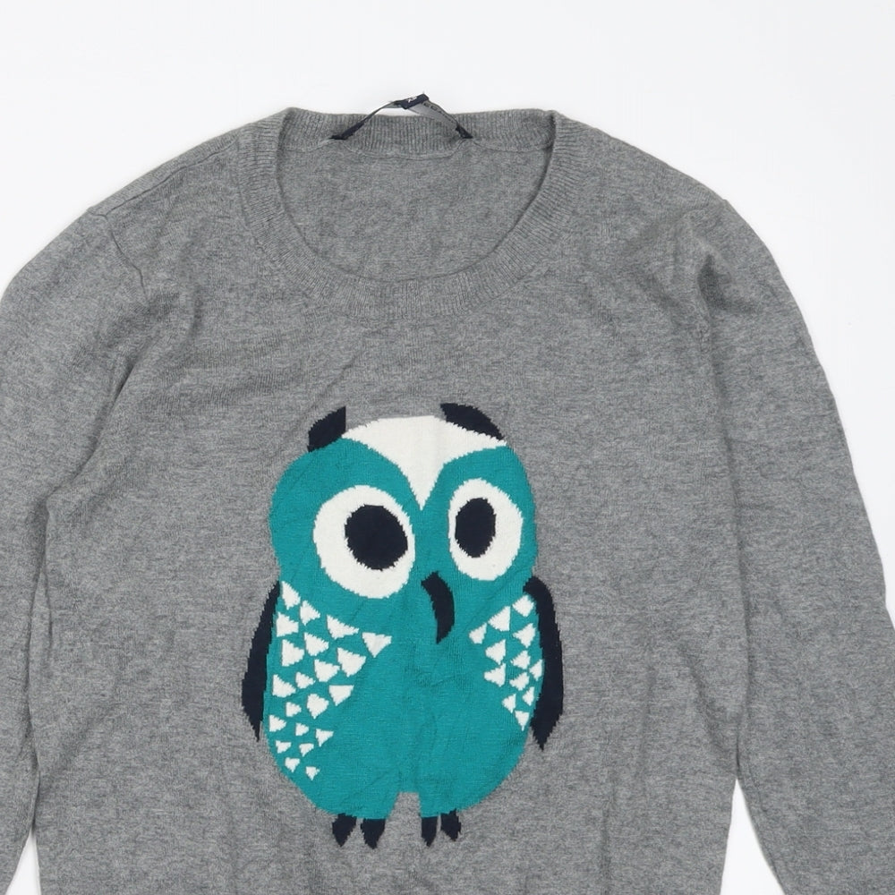 French Connection Womens Grey Crew Neck  Cotton Pullover Jumper Size XS   - Owl