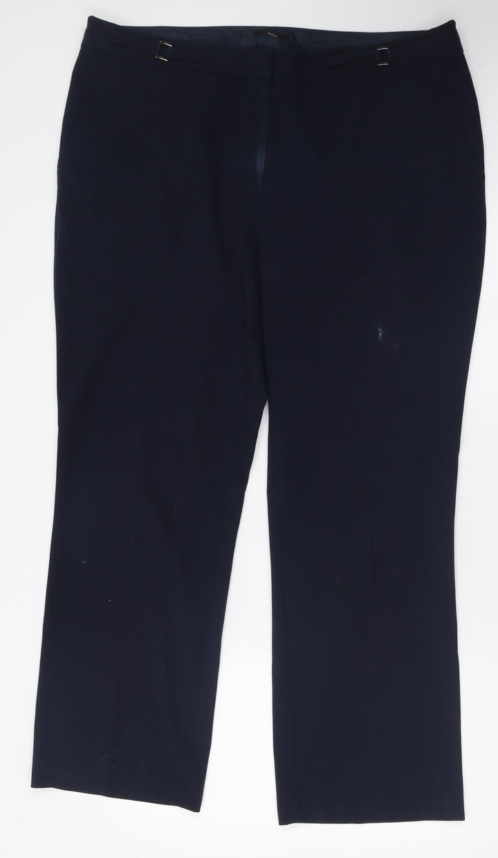 M&Co Womens Blue  Polyester Trousers  Size 18 L29 in Regular Hook & Eye