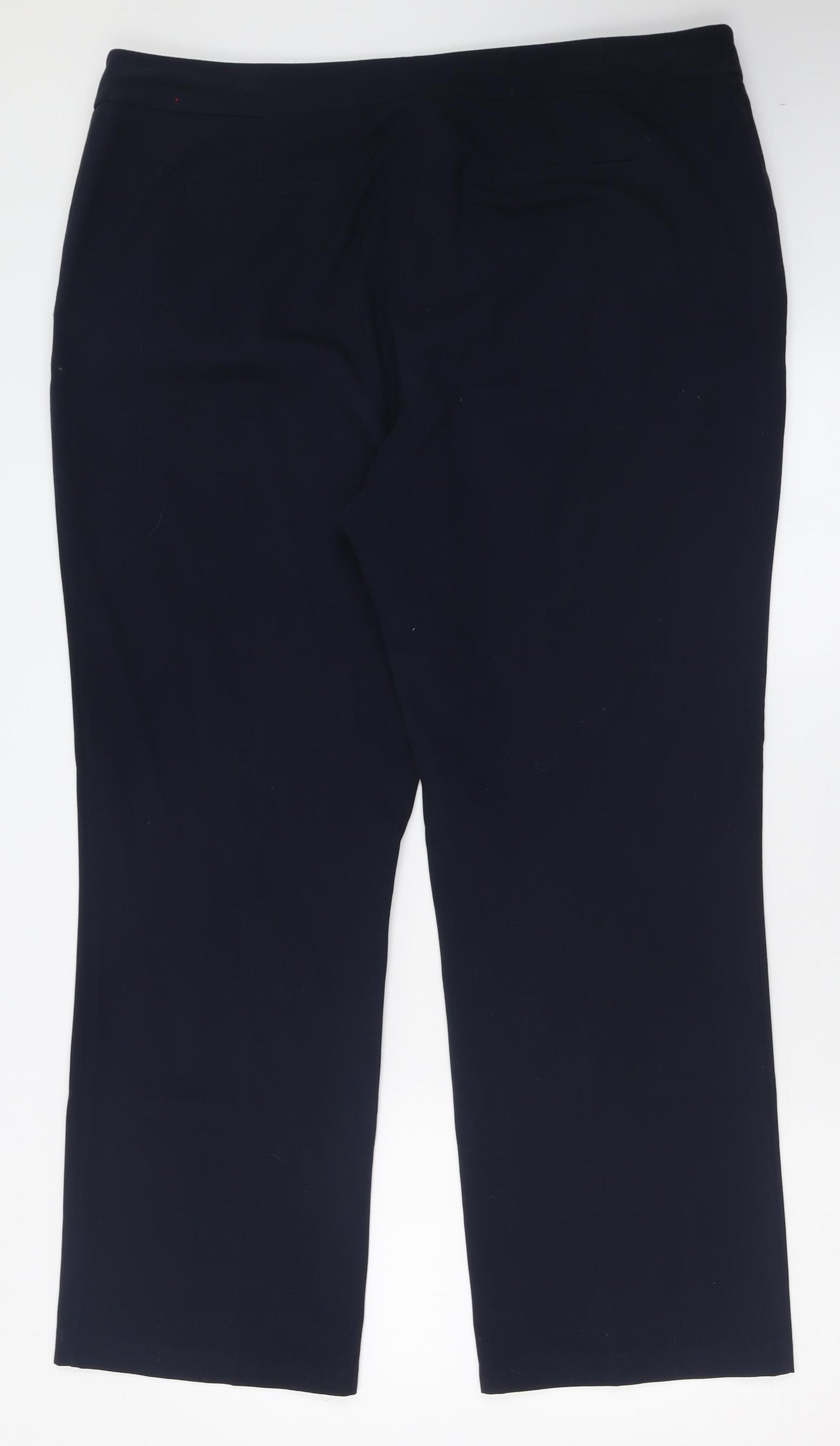 M&Co Womens Blue  Polyester Trousers  Size 18 L29 in Regular Hook & Eye