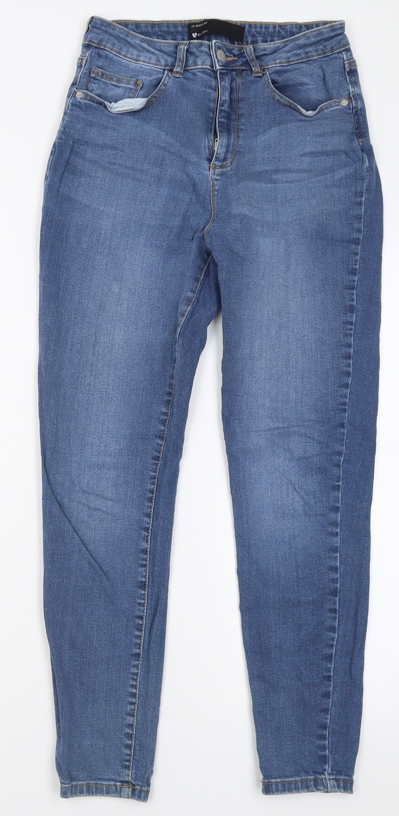 Very Womens Blue  Cotton Skinny Jeans Size 10 L27 in Regular Button