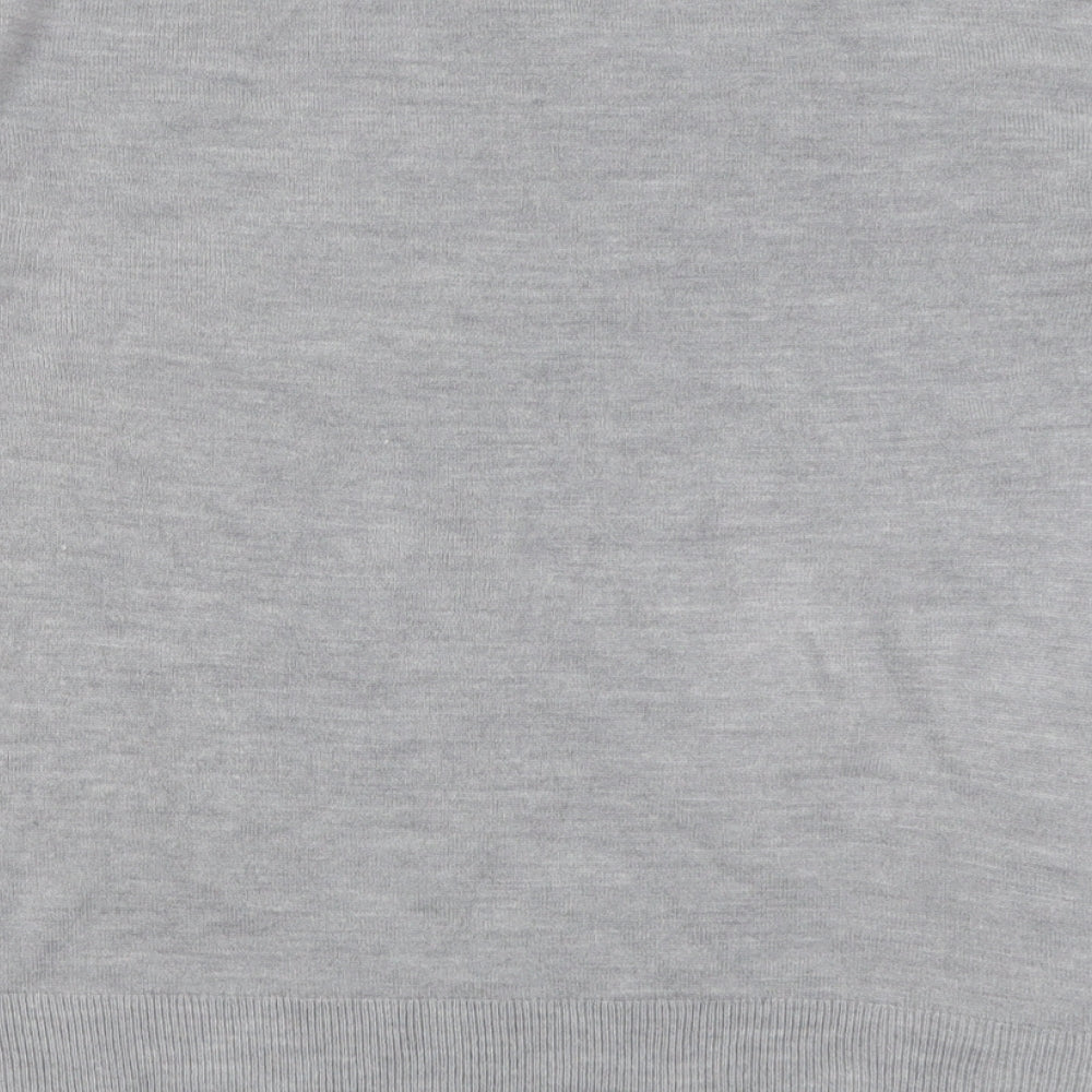 Bonmarché Womens Grey V-Neck  Acrylic Pullover Jumper Size M