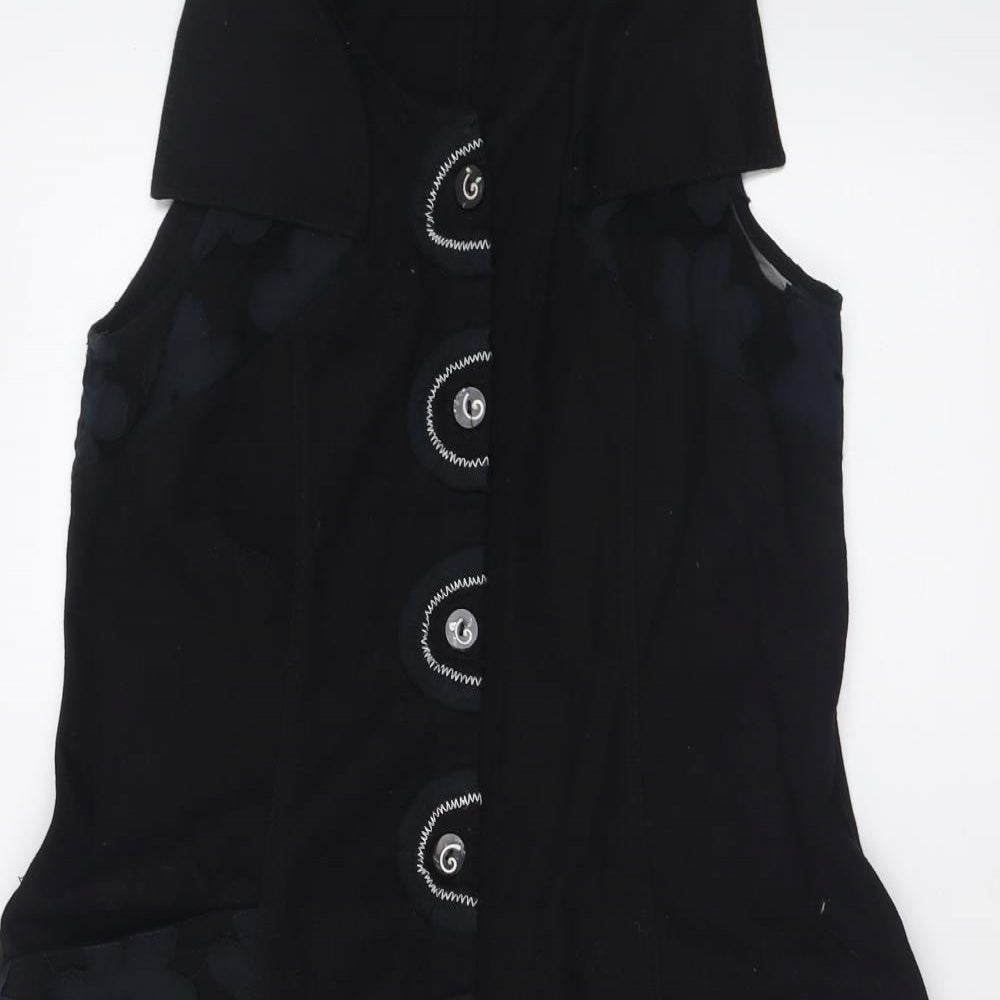 amimale Womens Black  Cotton A-Line  Size S  V-Neck Button