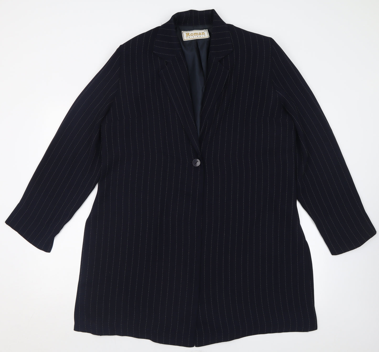 Roman Womens Black Striped  Jacket Blazer Size 20  Button