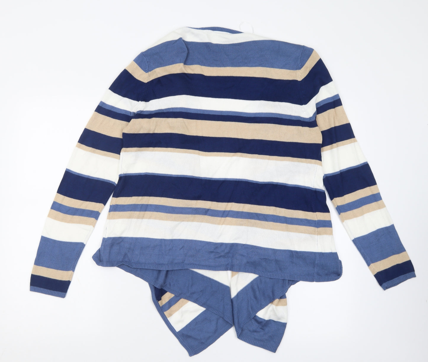 Roman Womens Blue V-Neck Striped Viscose Cardigan Jumper Size 18