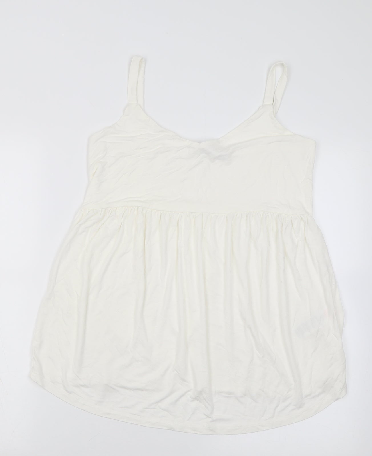 Dorothy Perkins Womens White  Viscose Basic Tank Size 14 Scoop Neck