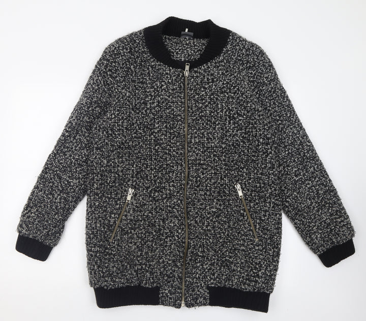 Sparkle & Fade Womens Grey Geometric Jacket Size L Zip