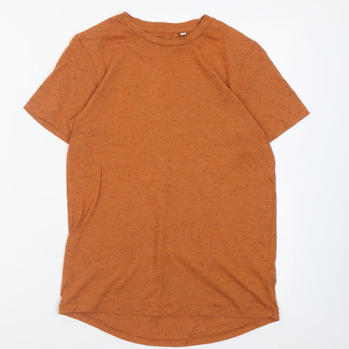 F&F Boys Orange  Polyester Basic T-Shirt Size 11 Years Crew Neck Pullover - Flecked