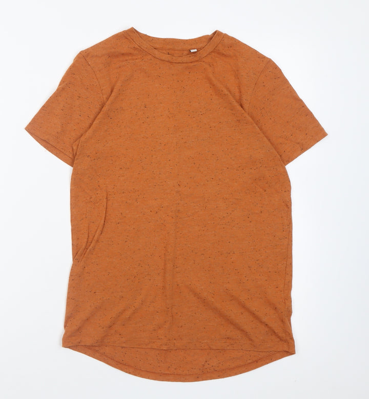 F&F Boys Orange Polyester Basic T-Shirt Size 11 Years Crew Neck Pullover - Flecked