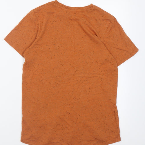 F&F Boys Orange  Polyester Basic T-Shirt Size 11 Years Crew Neck Pullover - Flecked