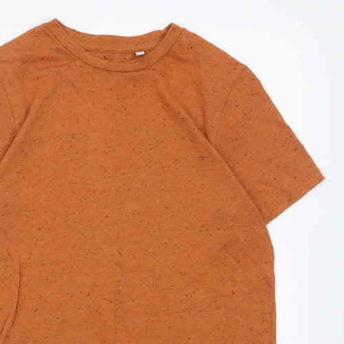 F&F Boys Orange  Polyester Basic T-Shirt Size 11 Years Crew Neck Pullover - Flecked