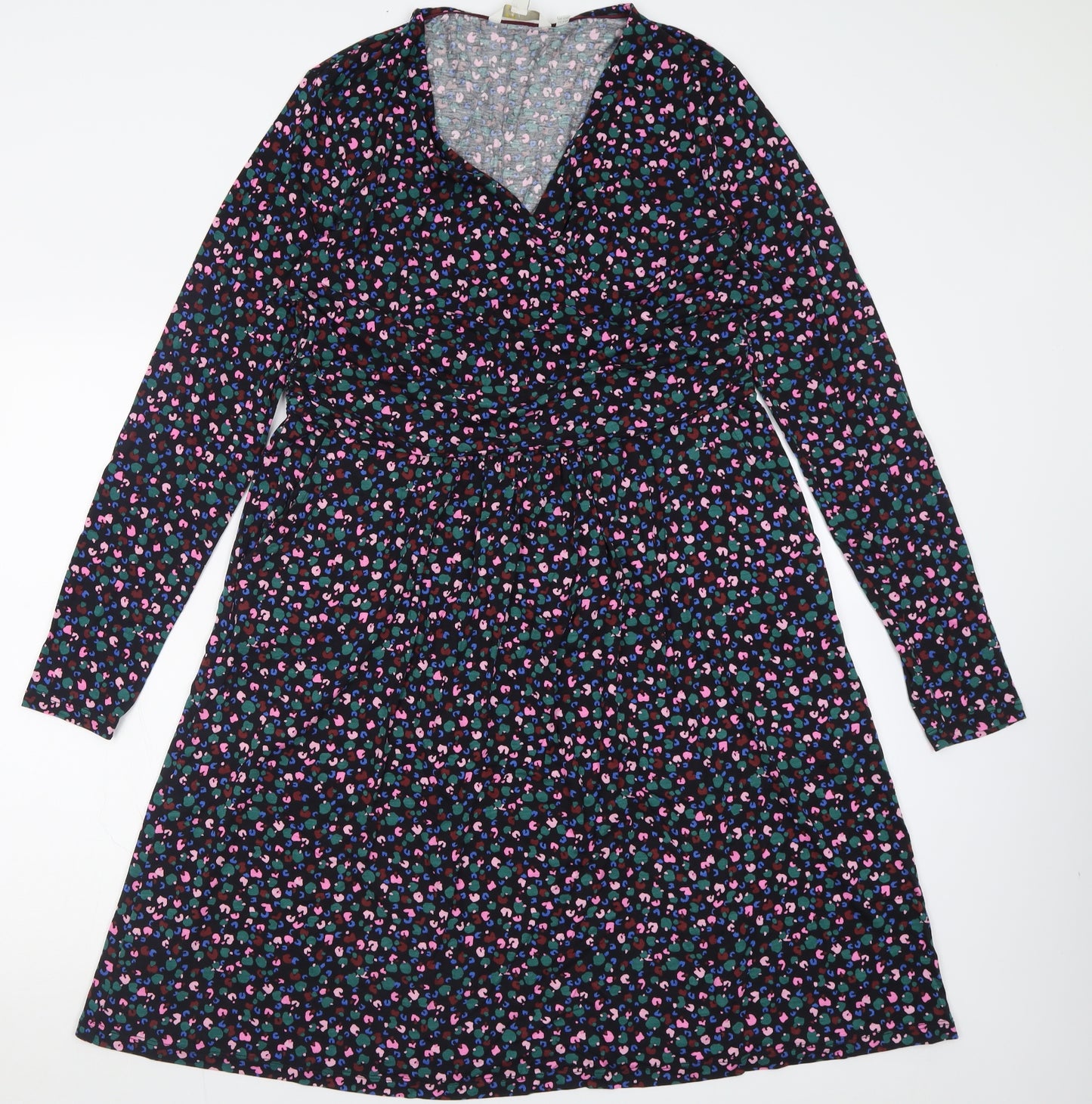 Boden Womens Multicoloured Geometric Viscose Fit & Flare  Size 16  V-Neck Pullover - sailing boats