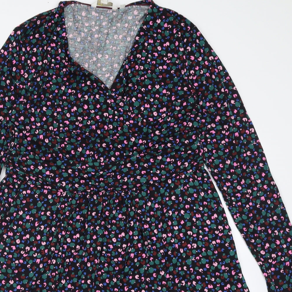 Boden Womens Multicoloured Geometric Viscose Fit & Flare  Size 16  V-Neck Pullover - sailing boats