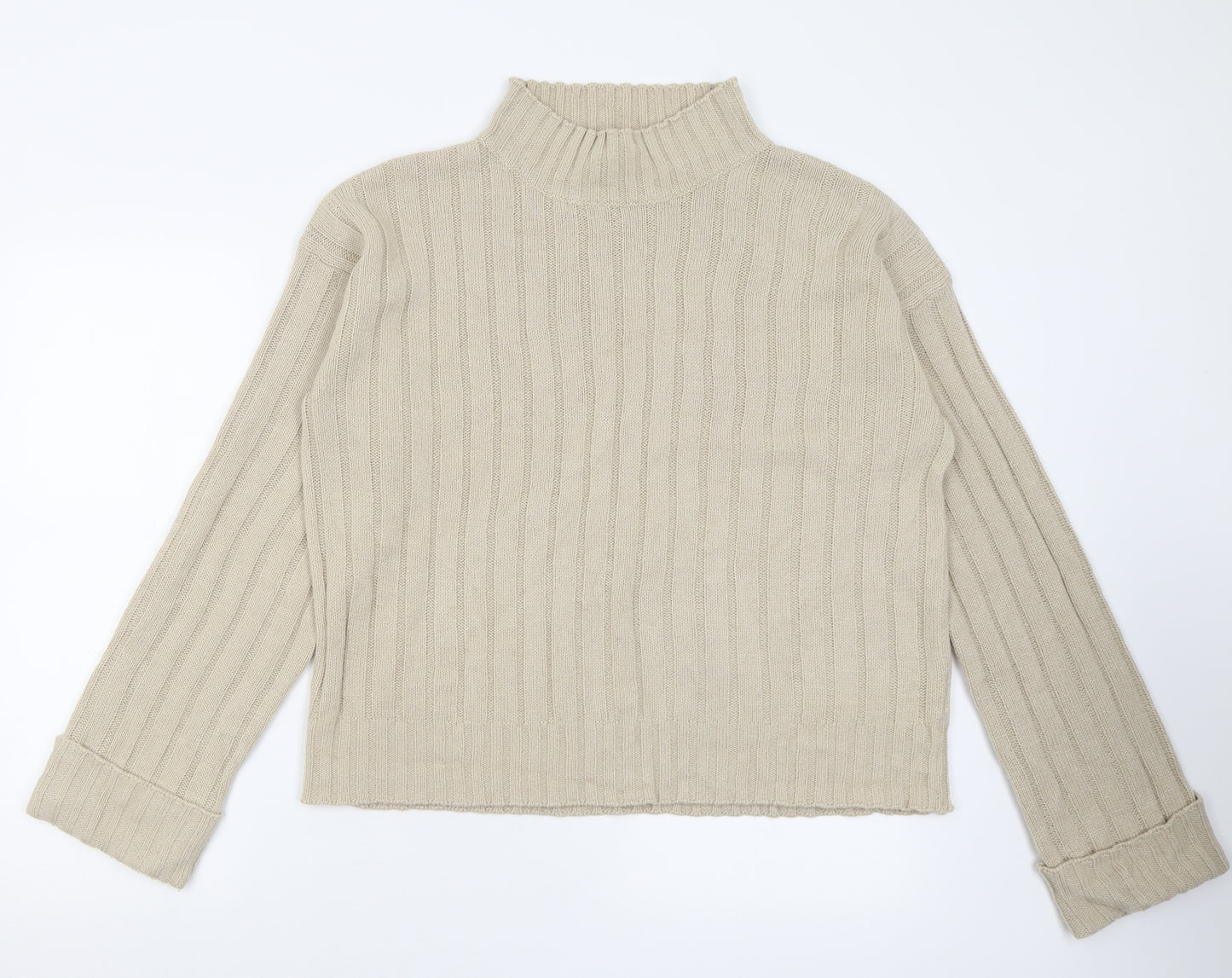 Kangol Womens Beige High Neck  Acrylic Pullover Jumper Size 16