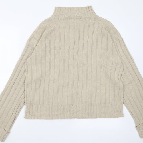 Kangol Womens Beige High Neck  Acrylic Pullover Jumper Size 16