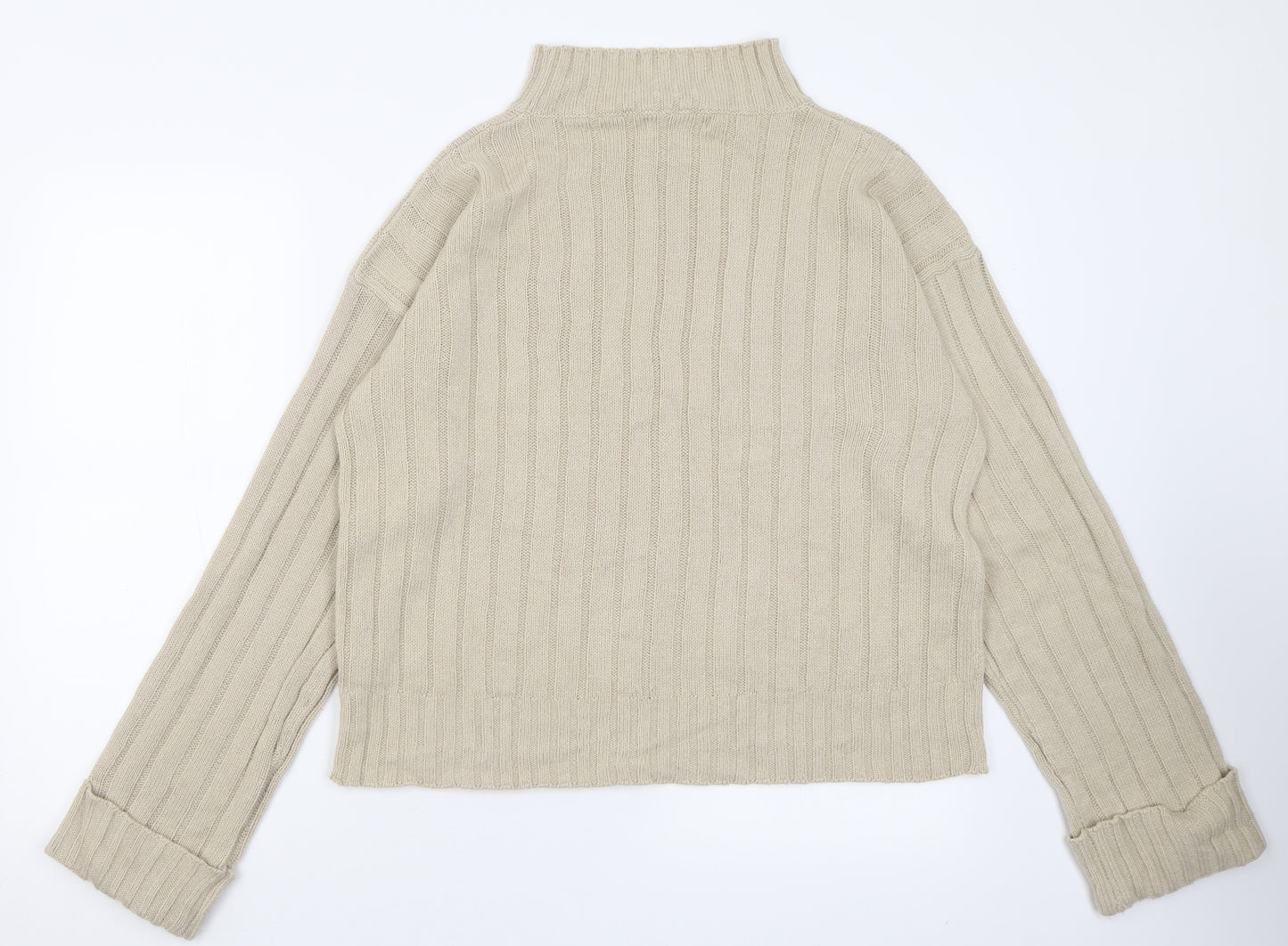 Kangol Womens Beige High Neck  Acrylic Pullover Jumper Size 16