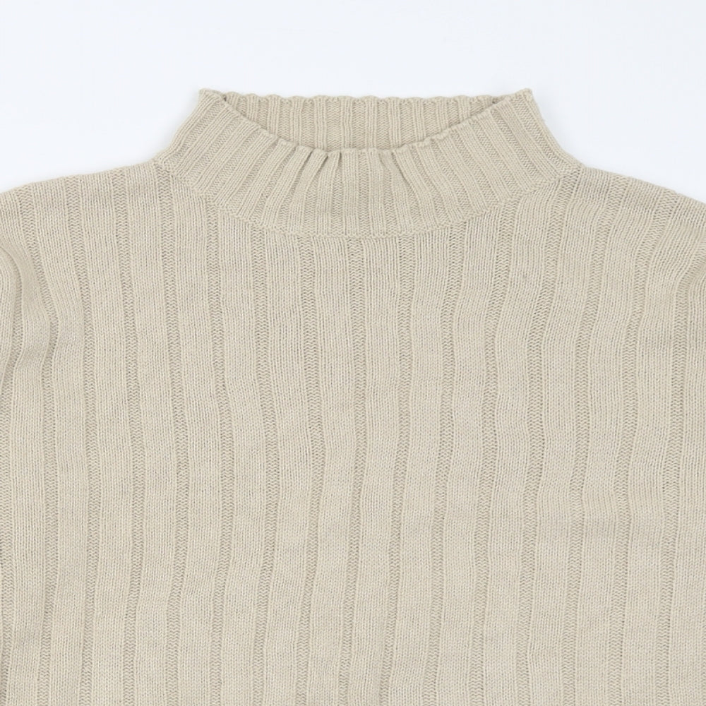 Kangol Womens Beige High Neck  Acrylic Pullover Jumper Size 16