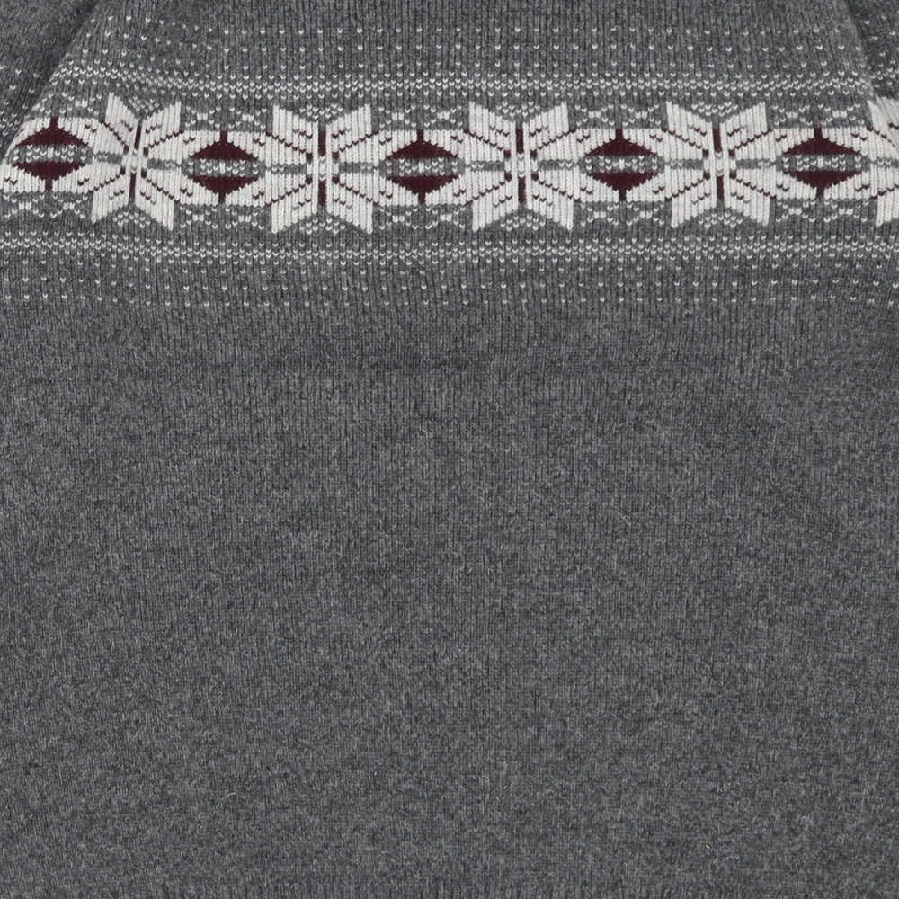 Marks and Spencer Mens Grey Crew Neck Geometric Acrylic Pullover Jumper Size M