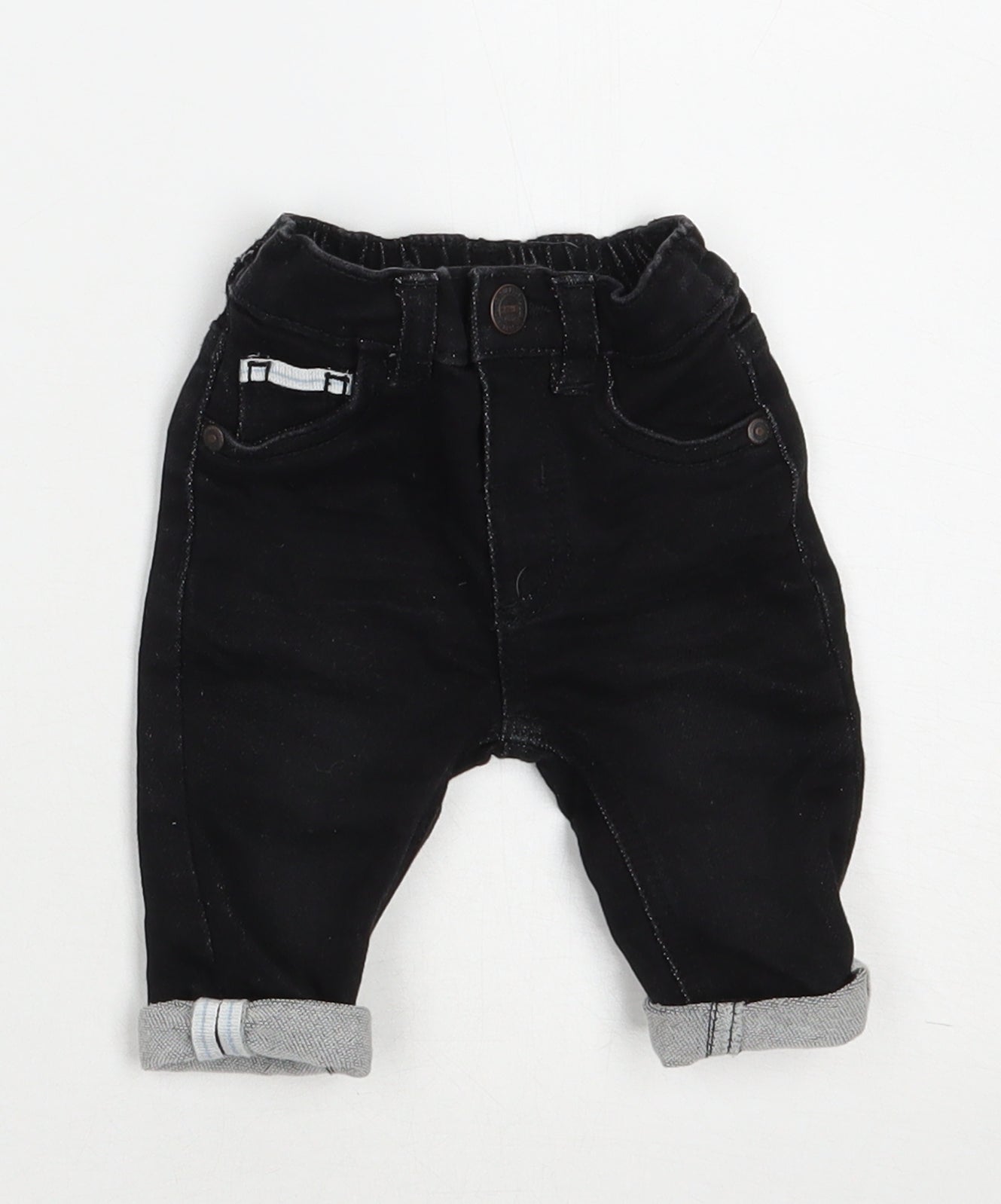 George Baby Black  Cotton Capri Jeans Size 0-3 Months  Snap