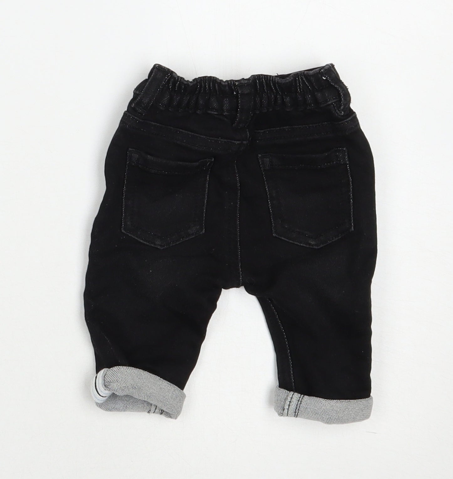 George Baby Black  Cotton Capri Jeans Size 0-3 Months  Snap