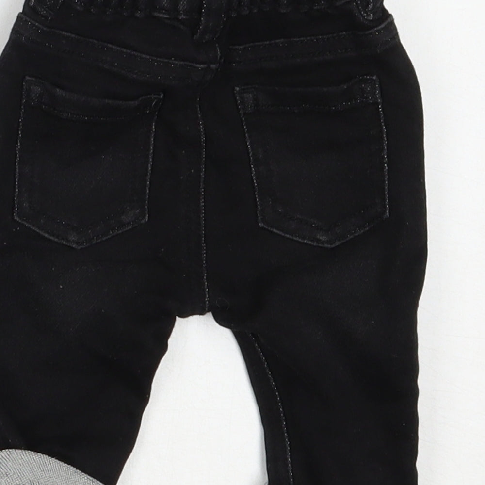 George Baby Black  Cotton Capri Jeans Size 0-3 Months  Snap