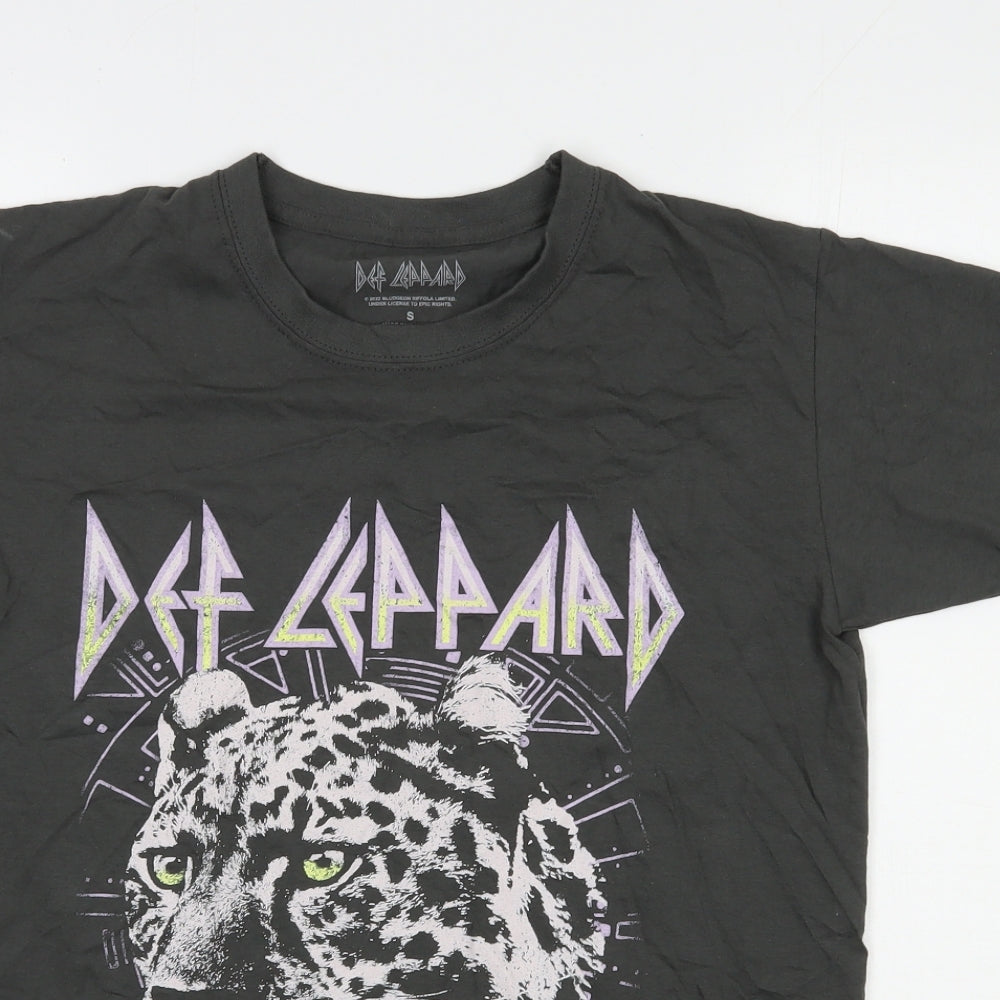 Def Leppard Mens Grey  Cotton  T-Shirt Size S Round Neck