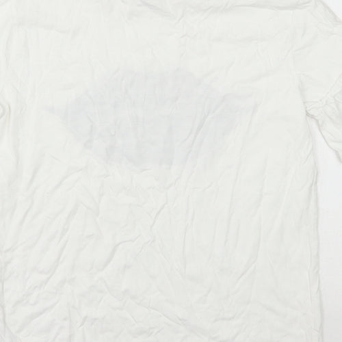 River Island Girls White Animal Print 100% Cotton Basic T-Shirt Size 11-12 Years Round Neck Pullover
