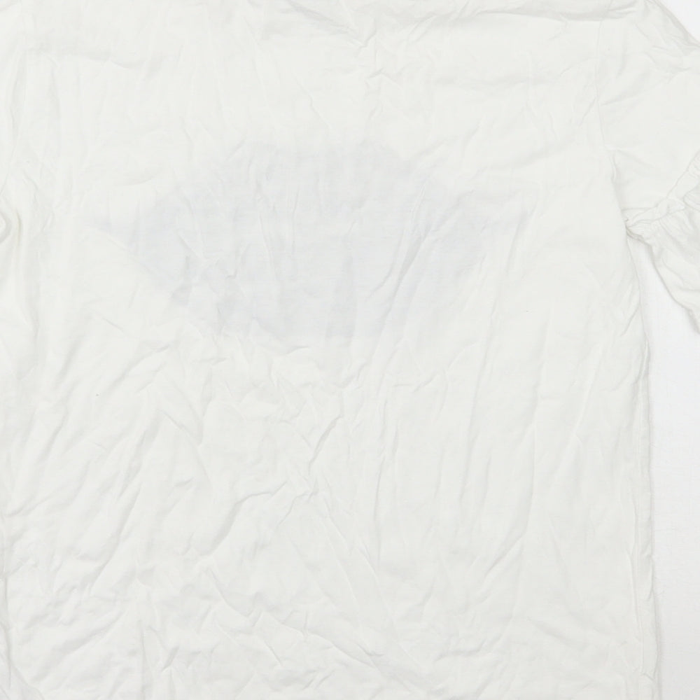River Island Girls White Animal Print 100% Cotton Basic T-Shirt Size 11-12 Years Round Neck Pullover