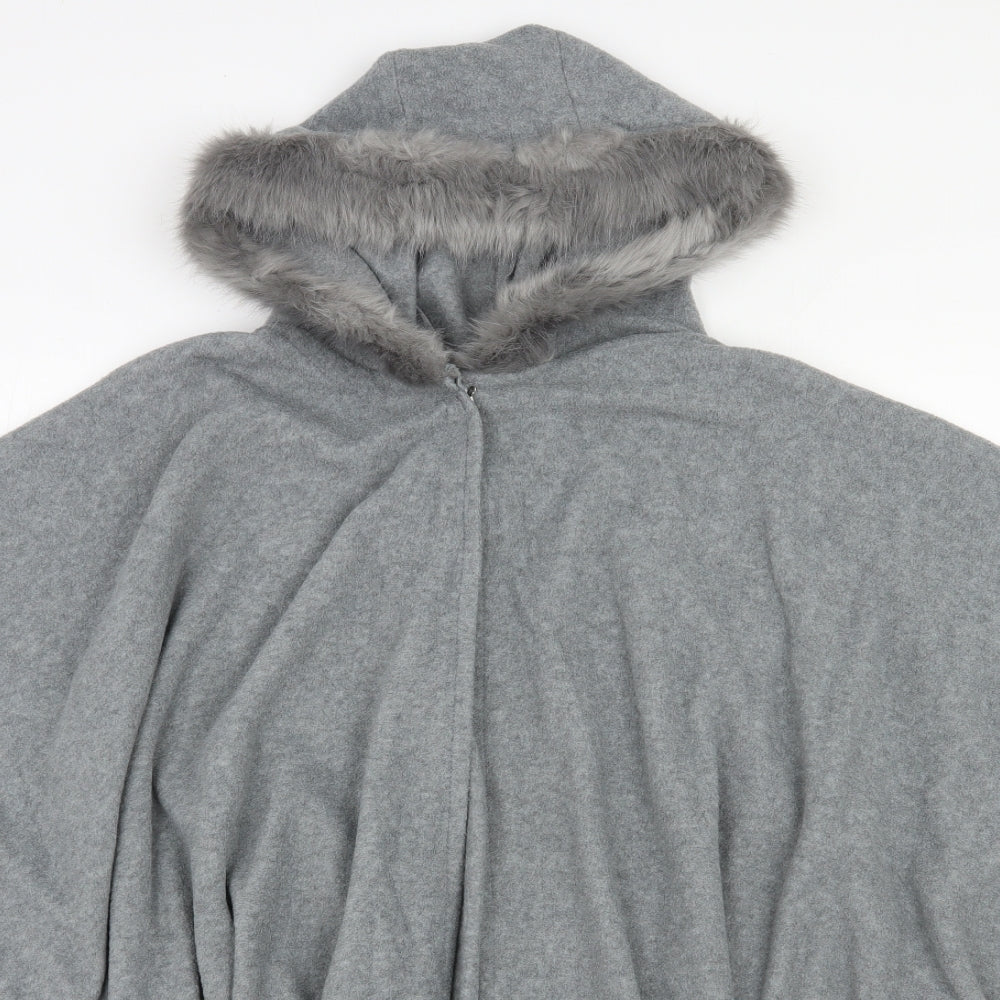 F&F Womens Grey   Jacket Poncho One Size  Hook & Eye