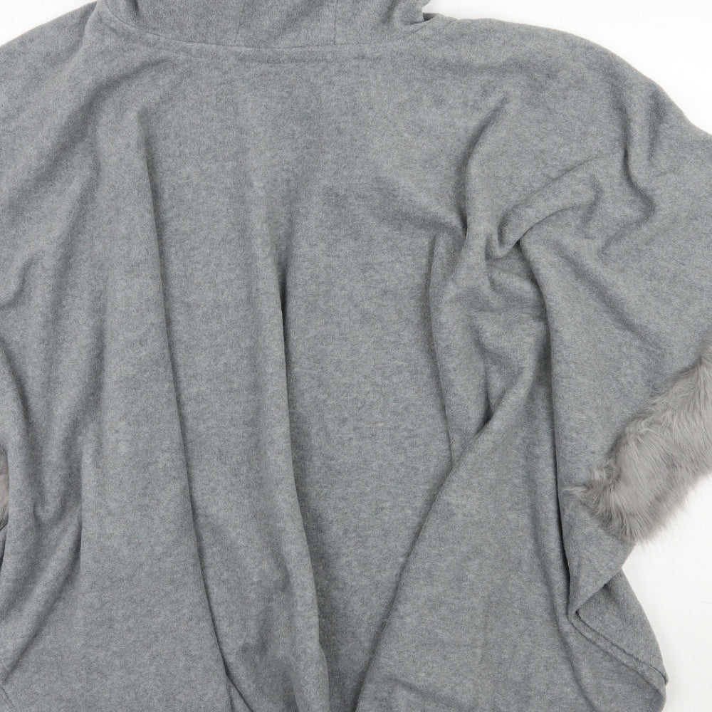 F&F Womens Grey   Jacket Poncho One Size  Hook & Eye