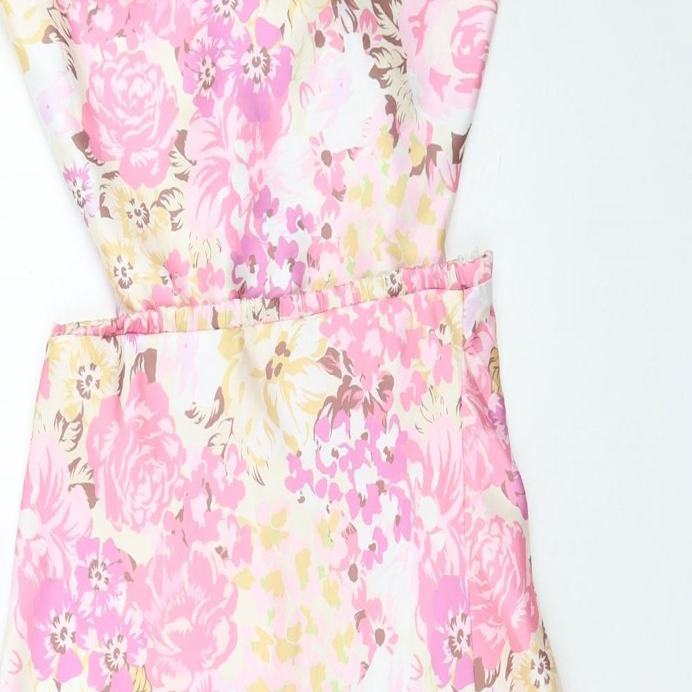 SheIn Womens Multicoloured Floral Polyester A-Line  Size S  Cowl Neck Zip