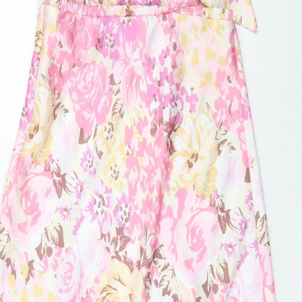 SheIn Womens Multicoloured Floral Polyester A-Line  Size S  Cowl Neck Zip