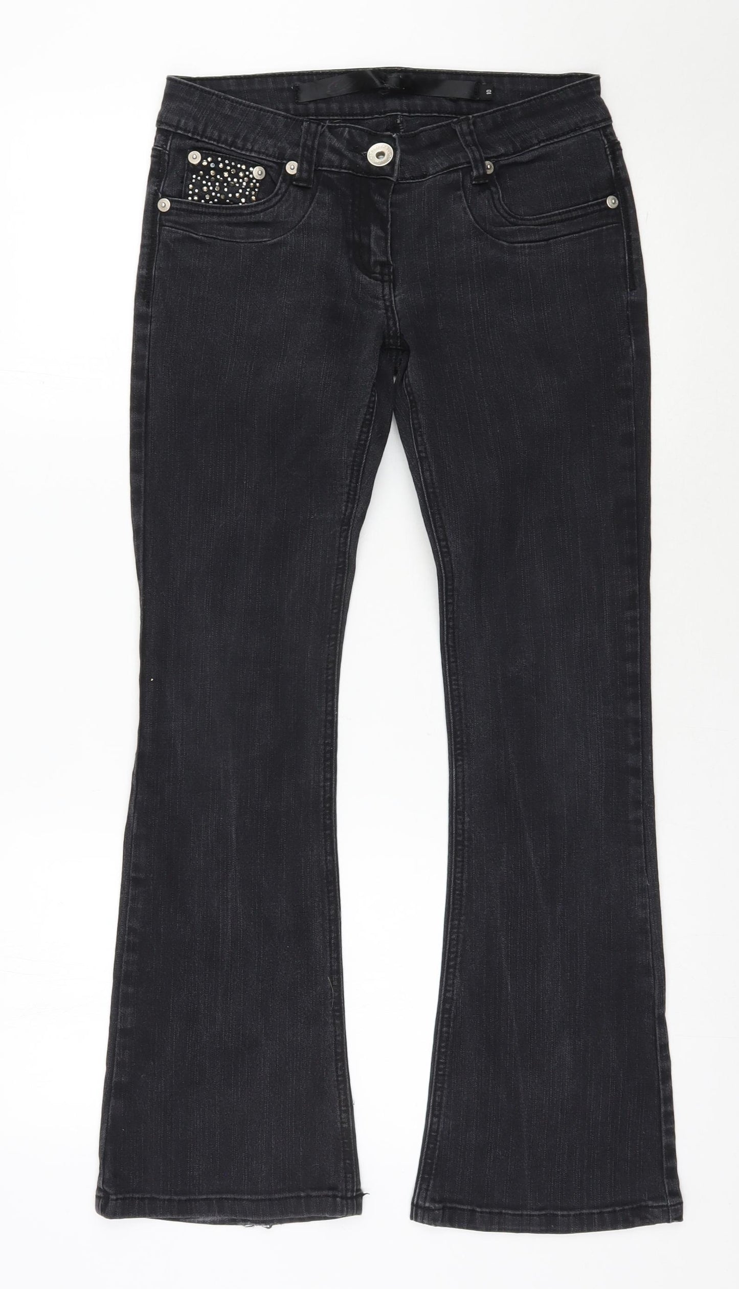 Parisian  Womens Black  Cotton Boyfriend Jeans Size 10 L29 in Regular Zip