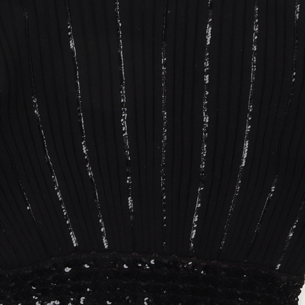 Decisions Womens Black V-Neck  Acrylic Pullover Jumper Size M