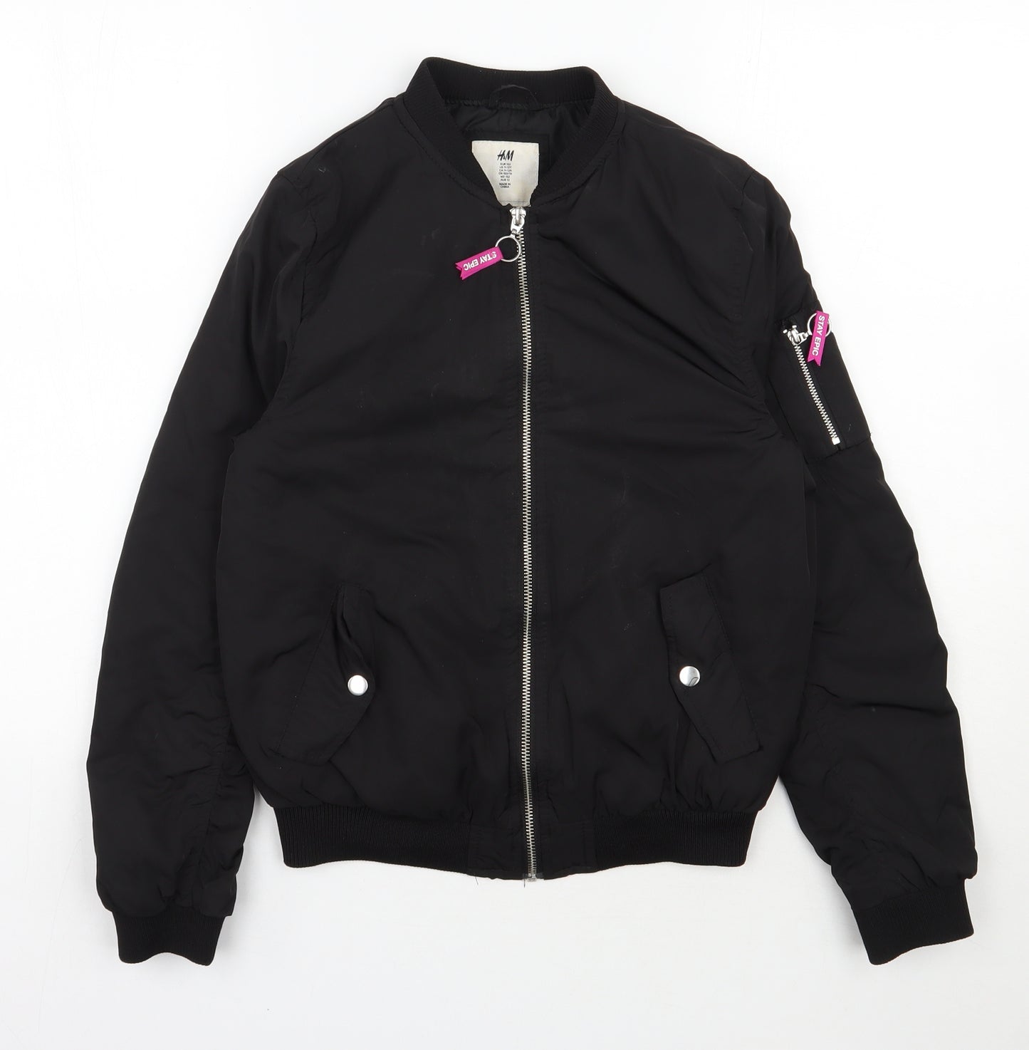 H&M Girls Black   Puffer Jacket Jacket Size 12 Years  Zip