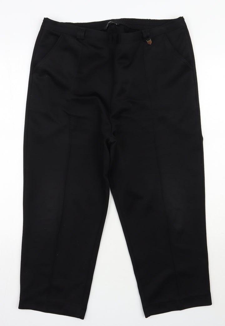 BM Womens Black Polyester Trousers Size 16 L24 in Regular