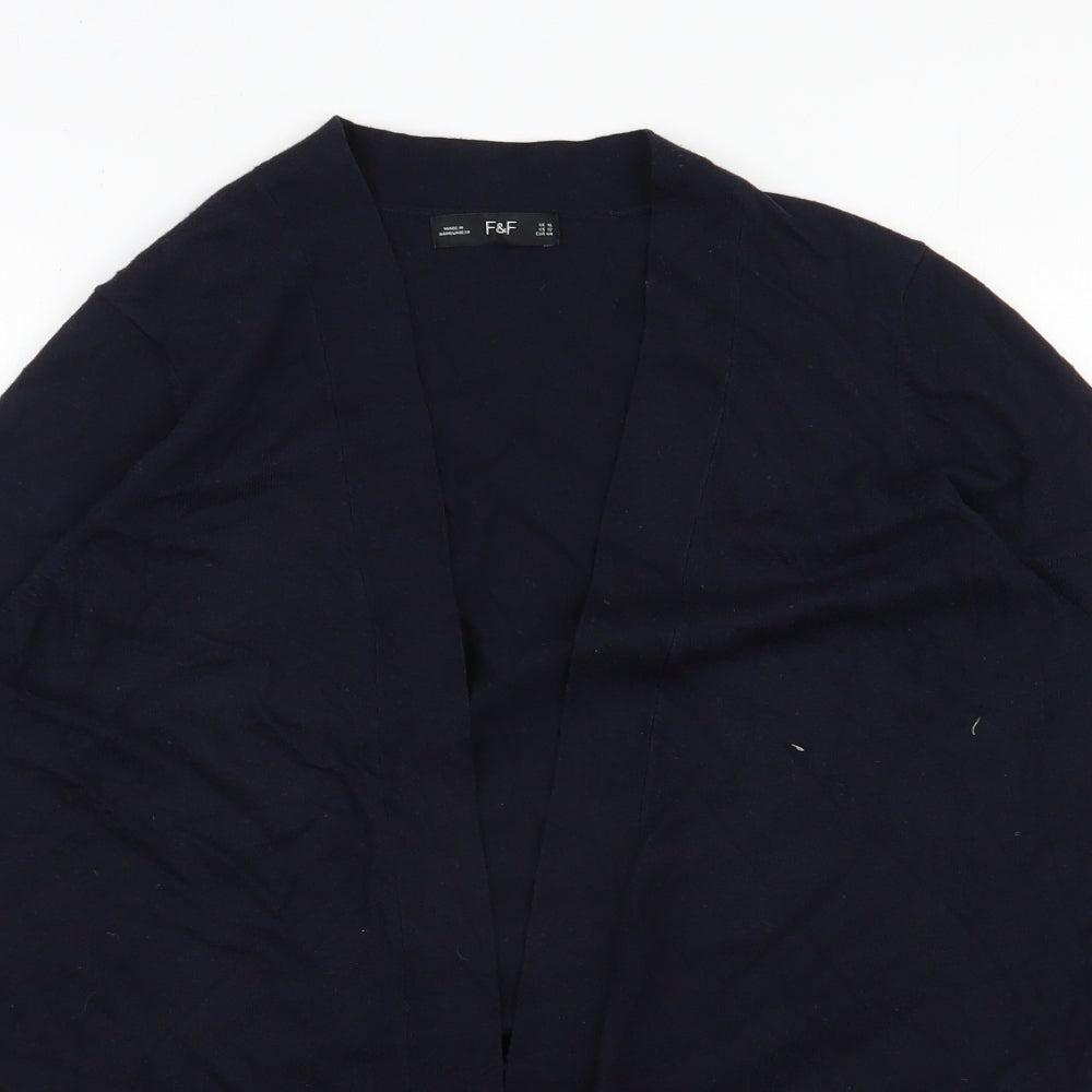 F&F Womens Blue V-Neck  Polyester Cardigan Jumper Size 16