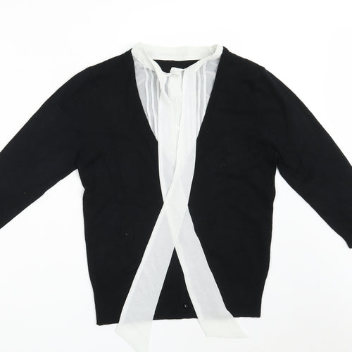 Preworn Womens Black Round Neck  Viscose Cardigan Jumper Size 12