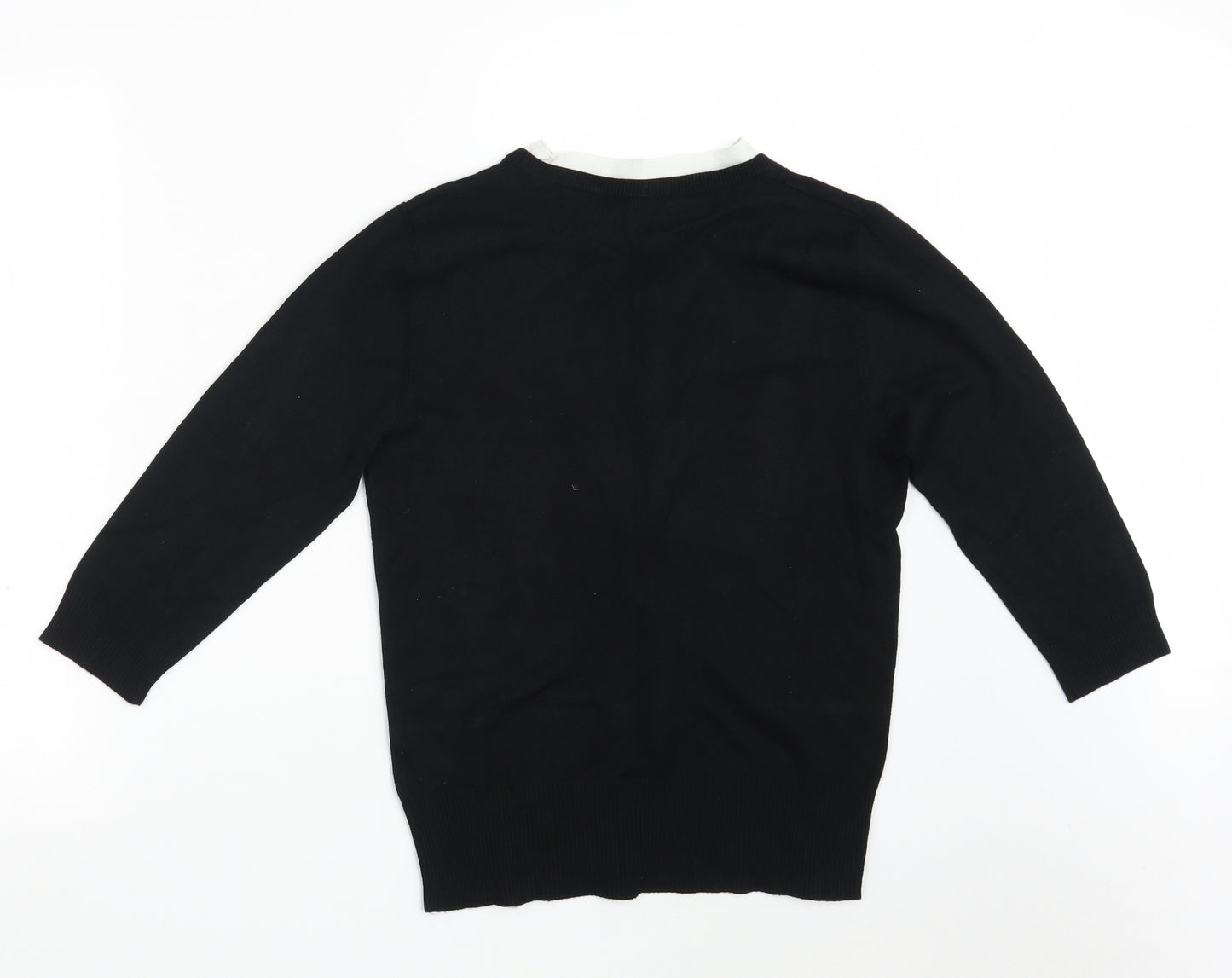 Preworn Womens Black Round Neck  Viscose Cardigan Jumper Size 12
