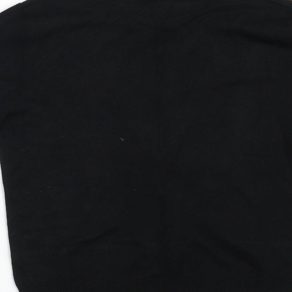 Preworn Womens Black Round Neck  Viscose Cardigan Jumper Size 12