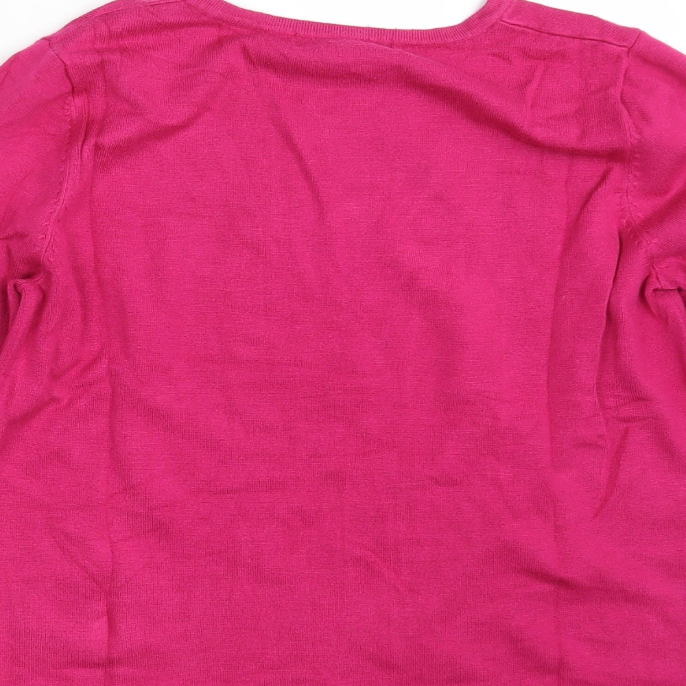 Hepburn Womens Pink Round Neck  Viscose Pullover Jumper Size S