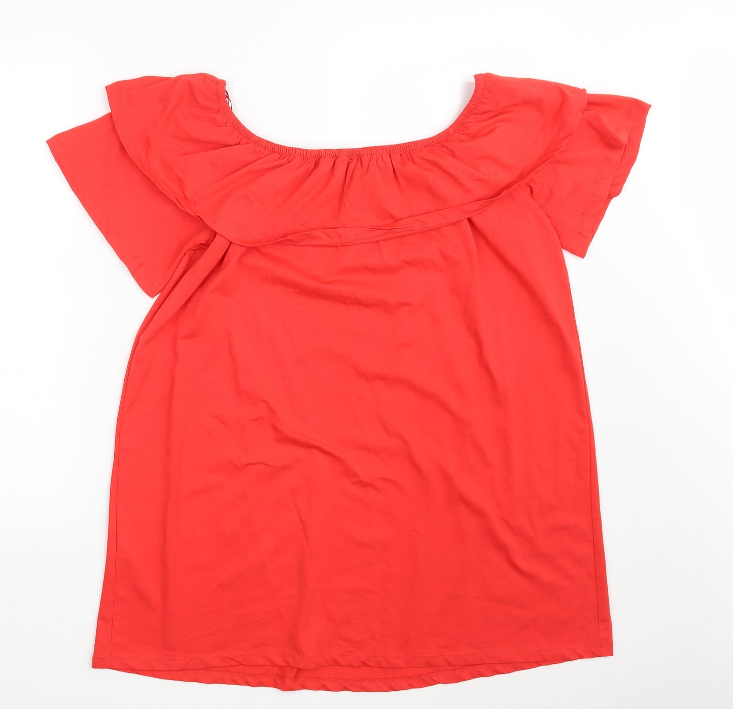 New Look Womens Red  100% Cotton Basic Blouse Size 12 Off the Shoulder