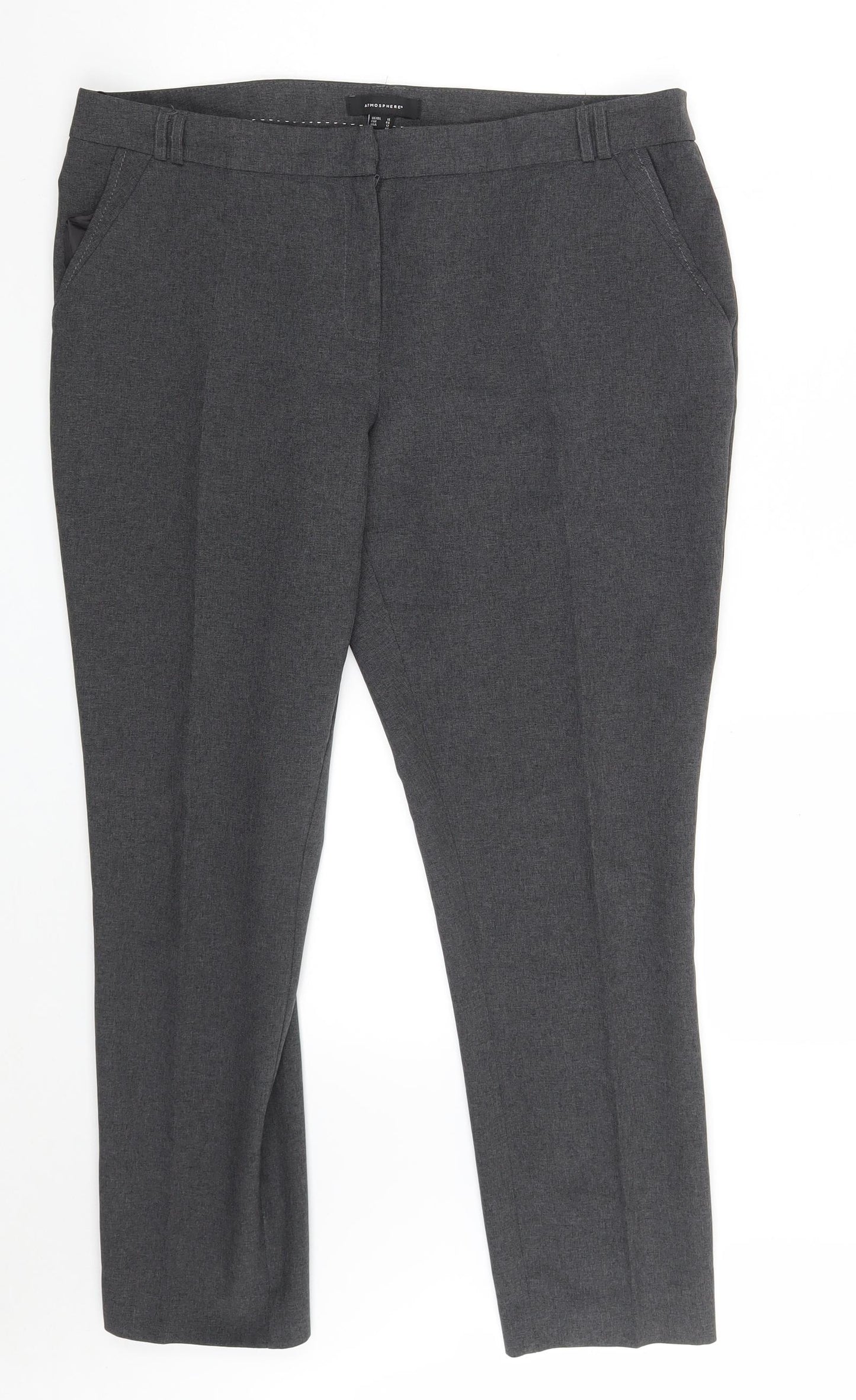 Atmosphere Womens Grey  Polyester Chino Trousers Size 16 L26 in Regular Zip